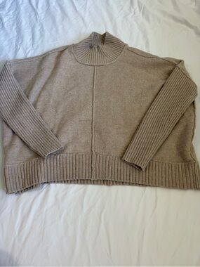 Anthropologie Maeve Mock Neck Oversized Pullover Sweater Beige Size M